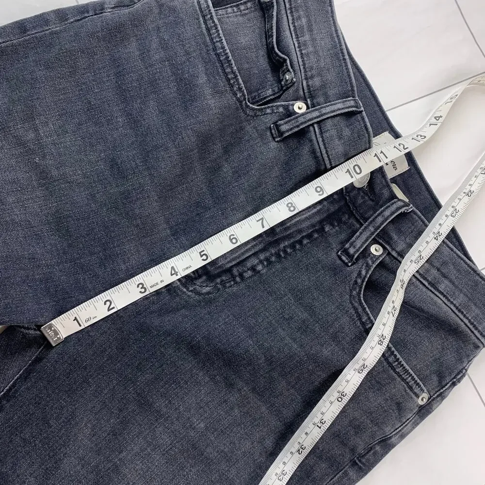 J. Crew Jeans Womens 28 Washed Black Curvy Demi Boot Hemmed High Rise Stretch